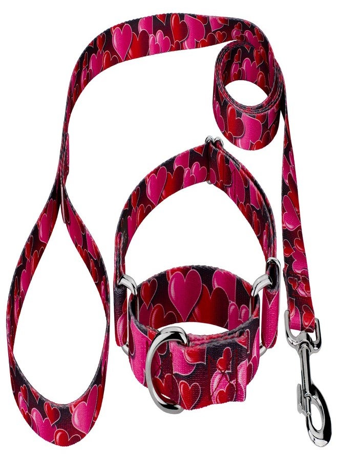 كانتري بروك ديزاين طوق ومقود للكلاب من Country Brook Petz - Romantic Hearts Martingale - مجموعة Affection التي تضم تصاميم ستعشقها (1 بوصة، متوسط) - Image 1
